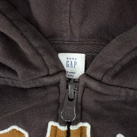 Baby‎ Gap Logo Hoodie Zip Up Brown Size 5 Years - Picture 3 of 8